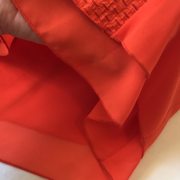 Carré noir orange layered sleeveless top with front/back textured centres EUC - Picture 4 of 6